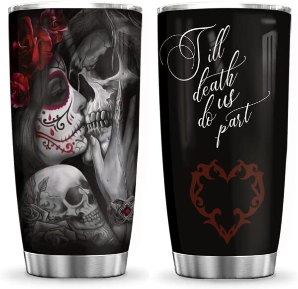 Skull Couple Till Death All Over Print Tumbler