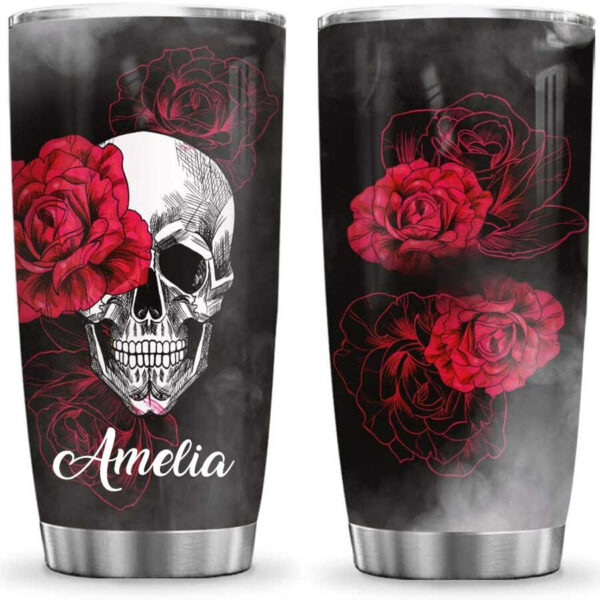 Skull and Rose All Over Print Tumbler