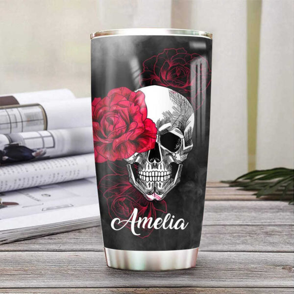 Skull and Rose All Over Print Tumbler - Image 2