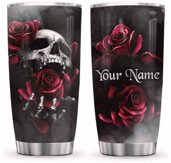 Skull and Rose Inspiration Motivation All Over Print Tumbler