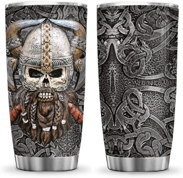 Viking Celtic Odin Skull Metal Style Dad All Over Print Tumbler